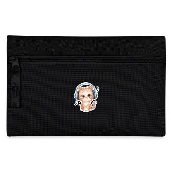 Süße Katze mit Doodle-Kopfhörern - Federtasche - Schwarz - Vorne