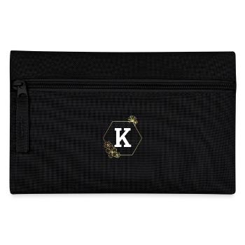Buchstabe k Goldener Blumenrahmen - Federtasche - Schwarz - Vorne