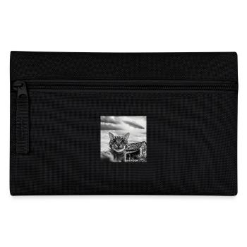 Cat Selfie with Alien UFO Funny Space - Pencil Case - black - Front