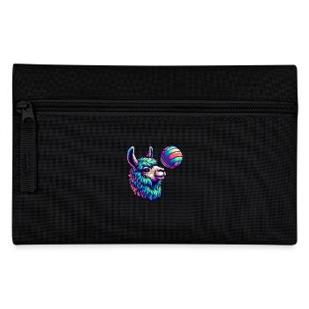 Buntes Lama Mit Ball Kunstwerk - Federtasche - Schwarz - Vorne