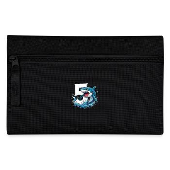Shark Children's Birthday Party Number 5 - Pencil Case - black - Front