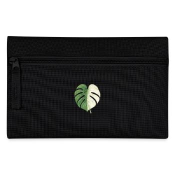 Monstera Albo – Elegance in Green & White - Pencil Case - black - Front