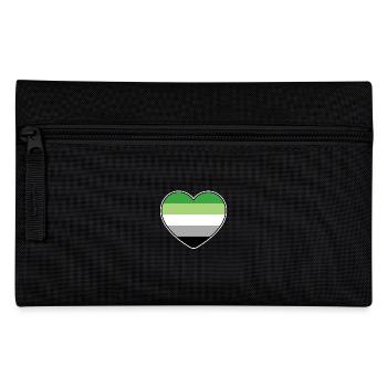 Herz in den Farben der aromantischen Flagge - Federtasche - Schwarz - Vorne