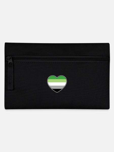 Herz in den Farben der aromantischen Flagge - Federtasche - Schwarz