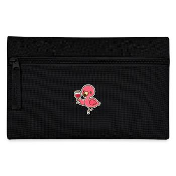 Cute Flamingo with wine glas - Pencil Case - black - Front