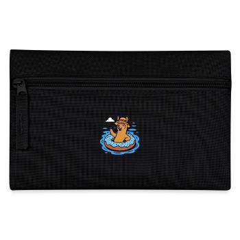 Alpaka mit Donut Schwimmring Lustige Tiere Kinder - Federtasche - Schwarz - Vorne