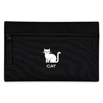 Minimalist Cat Silhouette Pet Lover Design - Pencil Case - black - Front