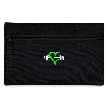 Herz mit Hantel Grün Weiß Design Neu Fitness - Federtasche - Schwarz - Vorne