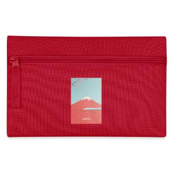 Japanese mountain scenery with Shinkansen - Pencil Case - red - Front