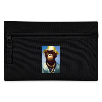 Cool monkey with gold chain - Pencil Case - black - Front