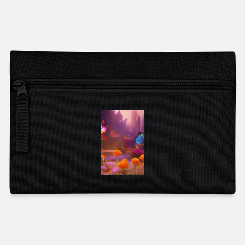 Fleurs et papillon - Trousse - noir