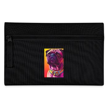 Mops Hund - Federtasche - Schwarz - Vorne