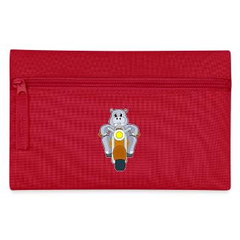 Nilpferd Motorrad - Federtasche - Rot - Vorne