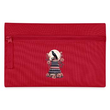 Stack of books with raven - Pencil Case - red - Front