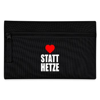 Herz statt hetze - Federtasche - Schwarz - Vorne