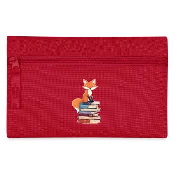 Fox on stack of books - Pencil Case - red - Front