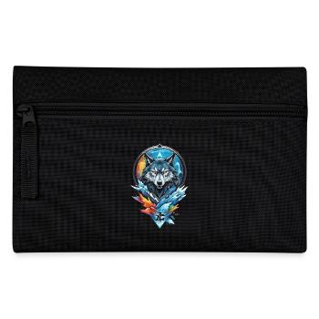 Loup géométrique eau et feu - Trousse - noir - Devant