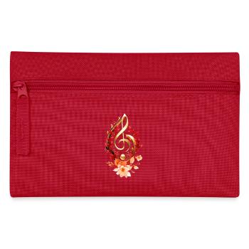 Golden treble clef with red leaves. - Pencil Case - red - Front