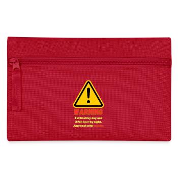 Warnung Öl-Rigger hier - Federtasche - Rot - Vorne