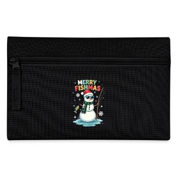 Merry Fishmas - Fishing & Snowman - Pencil Case - black - Front