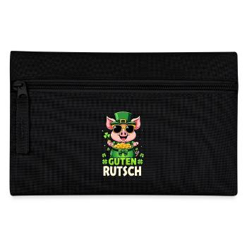 Guten Rutsch - Glücksschwein Silvester - Federtasche - Schwarz - Vorne
