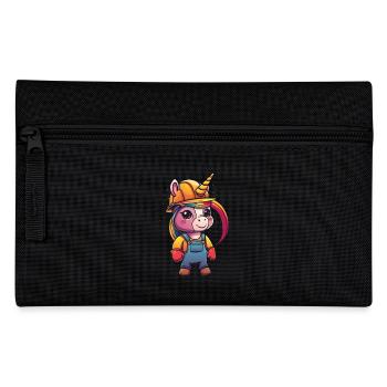 Cute Unicorn Construction Worker - Federtasche - Schwarz - Vorne