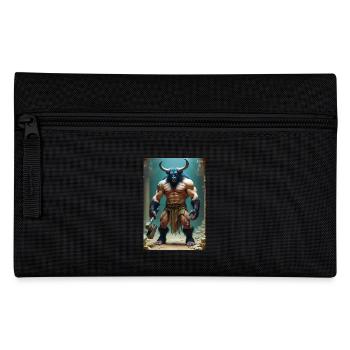 Minotaur, massive bull-headed warrior gripping axe - Pencil Case - black - Front
