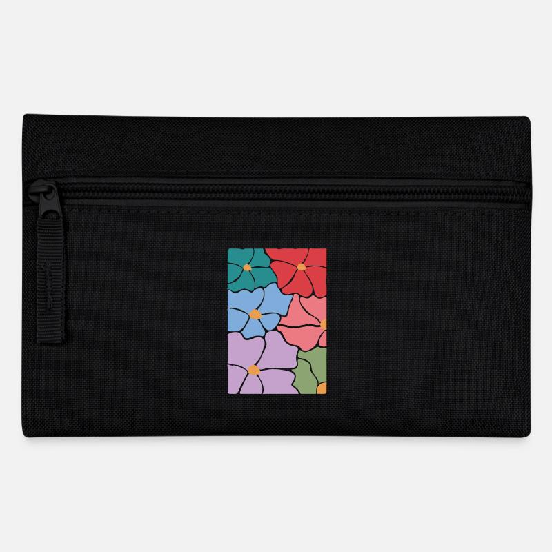 Boho Flora Blumen - Federtasche - Schwarz