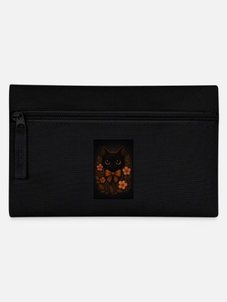Chat noir avec fleurs - Trousse - noir