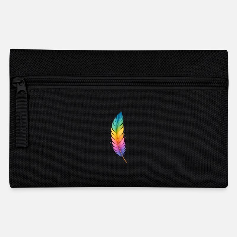 Colorful Feather – Gentle power in rainbow color - Pencil Case - black