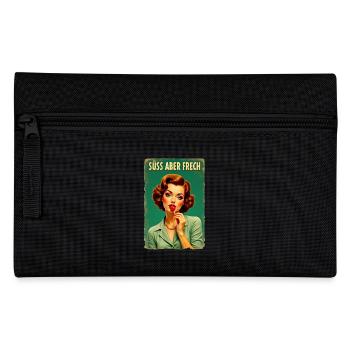 Retro-Girl Design – „Süß aber frech“ Lollipop Edit - Federtasche - Schwarz - Vorne