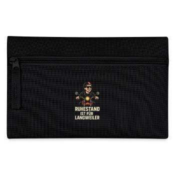 Motorrad Oma Shirt – Ruhestand ist für Weicheier - Federtasche - Schwarz - Vorne
