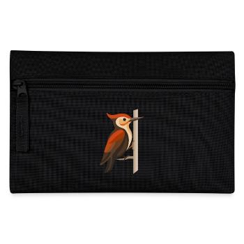 Woodpecker on Tree Trunk – Stylized Bird Motif - Pencil Case - black - Front