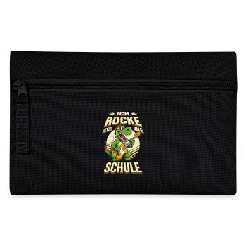 School Child School Enrollment Dino Guitar Rock Music - Pencil Case - black - Front