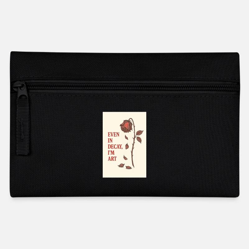 Dilapidated rose with artistic quote - Pencil Case - black