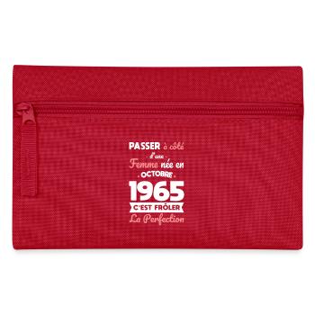 Anniversaire 60 ans - Née en Octobre 1965 - Trousse - rouge - Devant