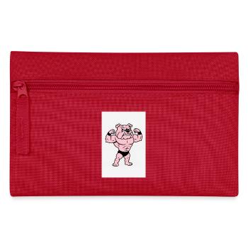 Pink Muscle Bulldog Pose - Pencil Case - red - Front