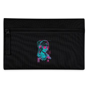Kopfhörer Mädchen Frau Musik Sound Beat Neon Pink - Federtasche - Schwarz - Vorne