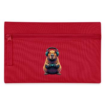Capybara Gaming Animal Video Games Funny Capybara - Pencil Case - red - Front
