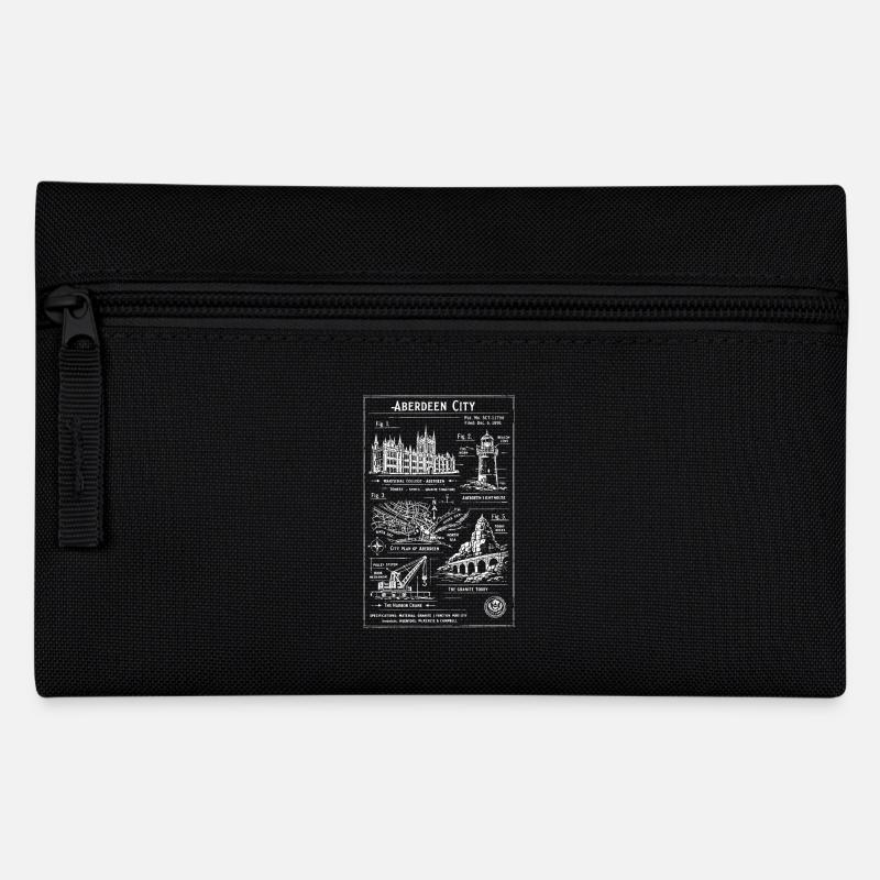 Aberdeen City Skyline Blueprint - Pencil Case - black