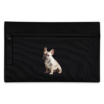 French Bulldog Low Poly Design - Pencil Case - black - Front