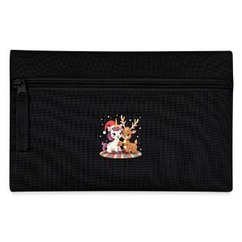 Einhorn & Rentier Weihnachten Geschenk - Federtasche - Schwarz - Vorne