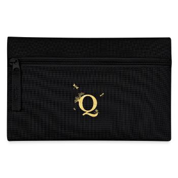 Letter Q Glitter Gold Dragonfly - Gift Idea - Pencil Case - black - Front