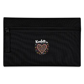 Fasching Spruch - Konfetti Herz Kostüm Shirt - Federtasche - Schwarz - Vorne