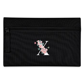Letter x Pink Flowers - Pencil Case - black - Front