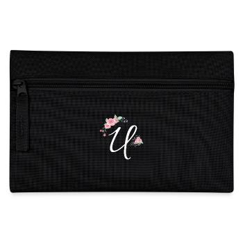 Lettre u fleurs - Trousse - noir - Devant
