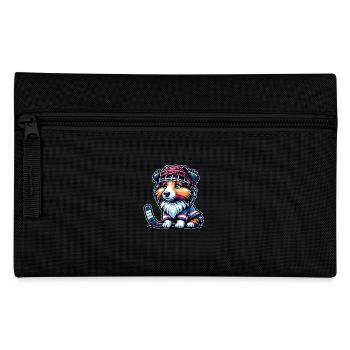 Hockey Sheltie Player Helmet Cute - Pencil Case - black - Front
