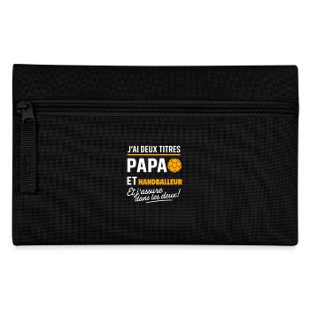 2 titres papa et handballeur Handball - Trousse - noir - Devant