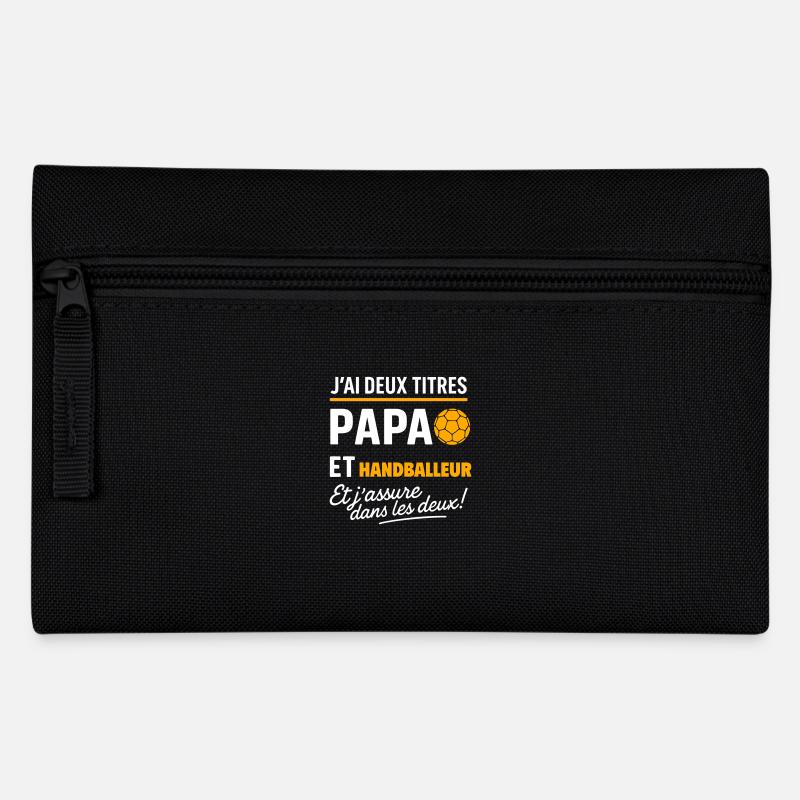 2 titres papa et handballeur Handball - Trousse - noir