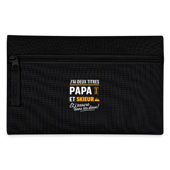 Deux titres : Papa et Skieur Ski Montagne Sport - Trousse - noir - Devant